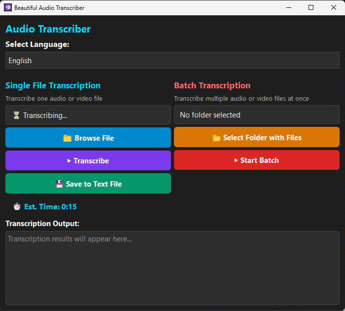 Offline Media Transcriber screenshot